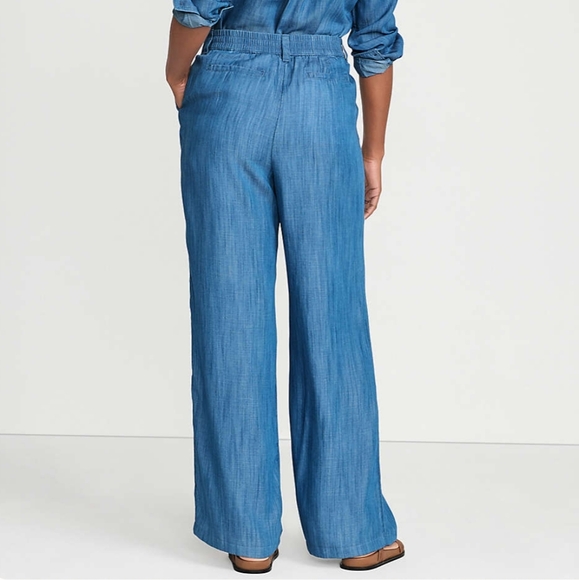 Land's End High Rise TENCEL Fiber Pleated Wide Leg Pants Size 10P NWT - Picture 2 of 10